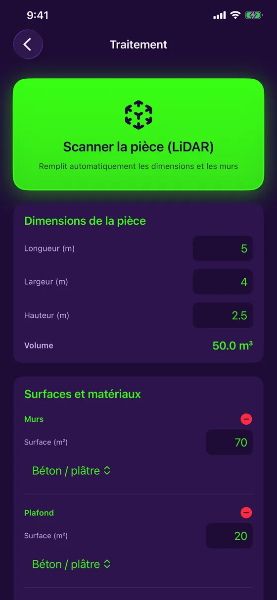 Scan de pièce par LiDAR