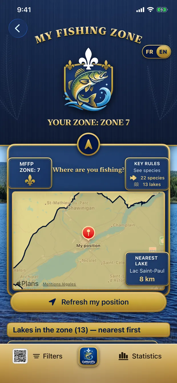 My zone detected by GPS
