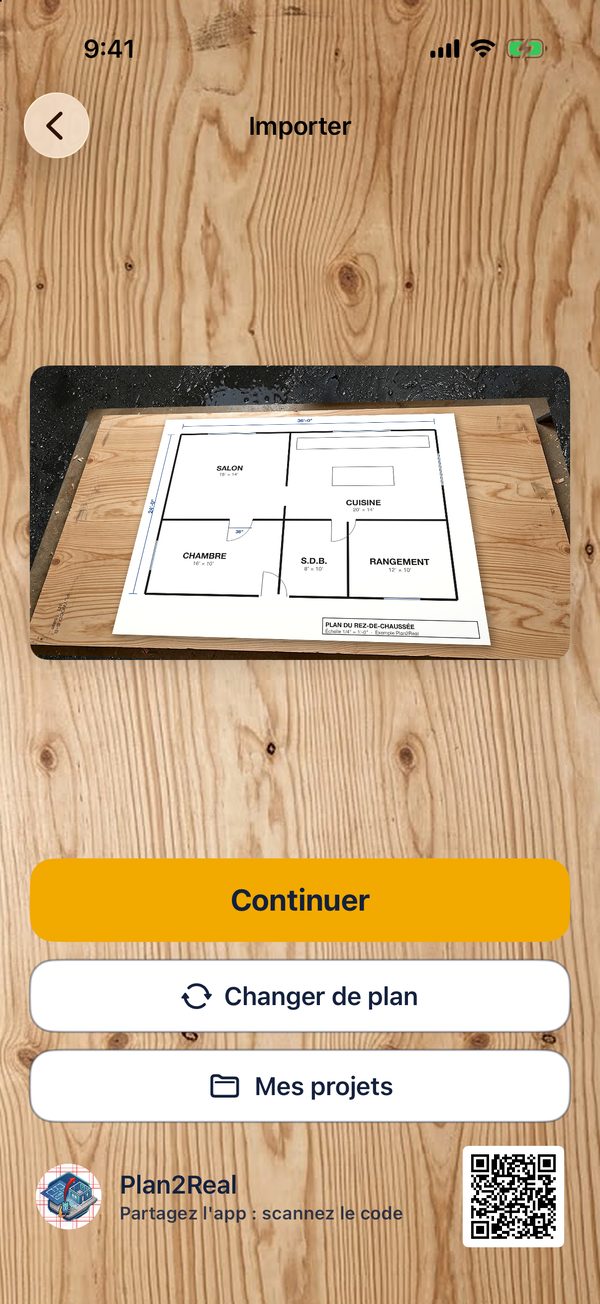 Écran Importer sur fond de contreplaqué, avec le plan photographié